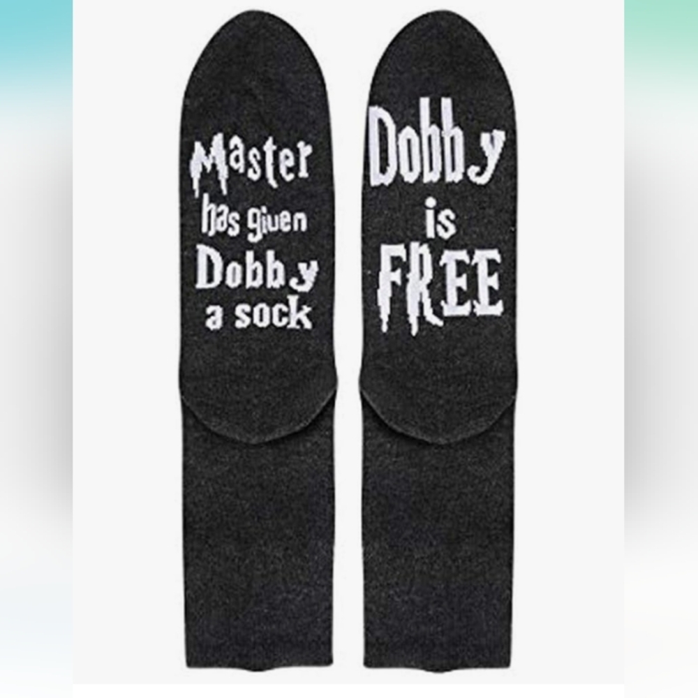 SweetGo Dobby Is Free Knitted Black Novelty Socks NWT - Picture 1 of 5